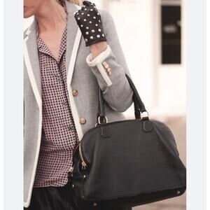J.Crew Black Leather Satchel Minimalist Hand Bag